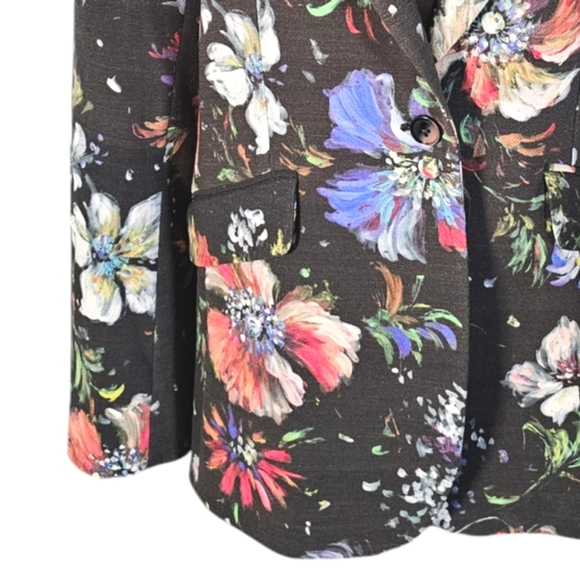 Robert Graham Penelope Black Floral Women's One Button Lined Pockets Blazer 6 - Picture 4 of 13